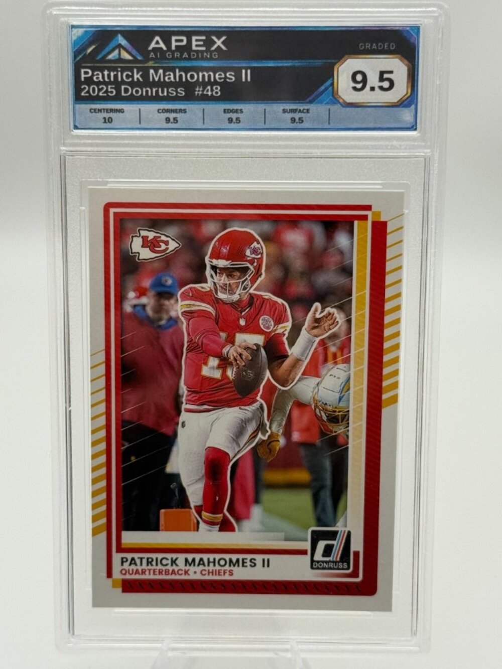 2025 Donruss #48 Patrick Mahomes II Kansas City Chiefs APEX AI Graded 9.5